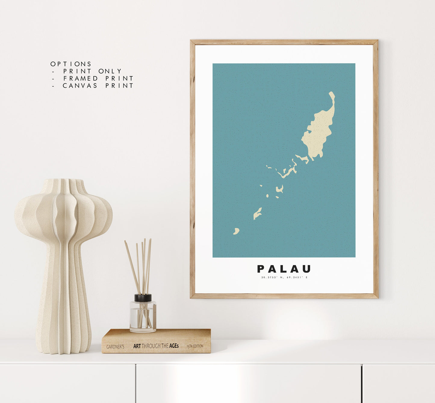 Palau Map Print - Personalised Map Gift - Framed or Canvas Options Available - Custom Text Options - Personalised Gift - Oceania