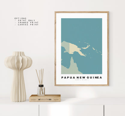 Papua New Guinea Map Print - Personalised Map Gift - Framed or Canvas Options Available - Custom Text Options - Personalised Gift - Asia