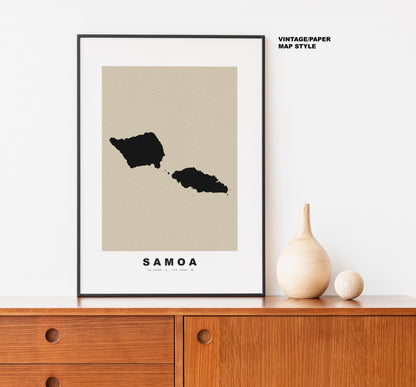 Samoa Map Print - Personalised Map Gift - Framed or Canvas Options Available - Custom Text Options - Personalised Gift - Oceania