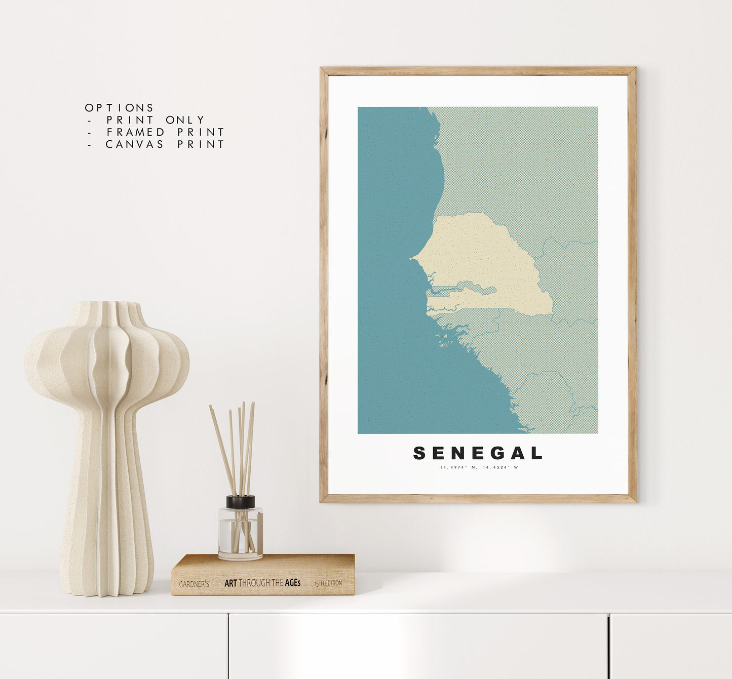 Senegal Map Print - Personalised Map Gift - Framed or Canvas Options Available - Custom Text Options - Personalised Gift - Africa