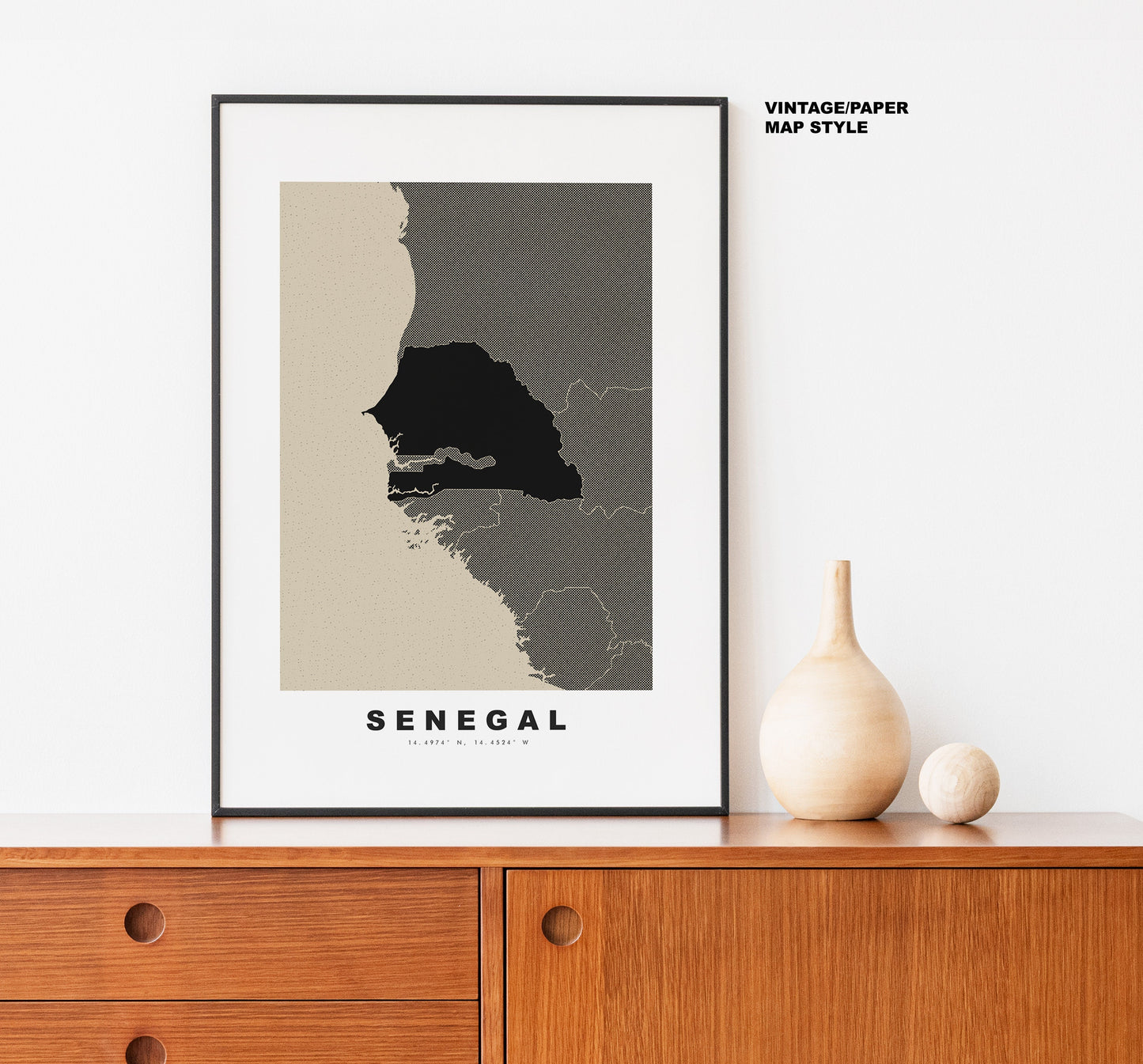 Senegal Map Print - Personalised Map Gift - Framed or Canvas Options Available - Custom Text Options - Personalised Gift - Africa