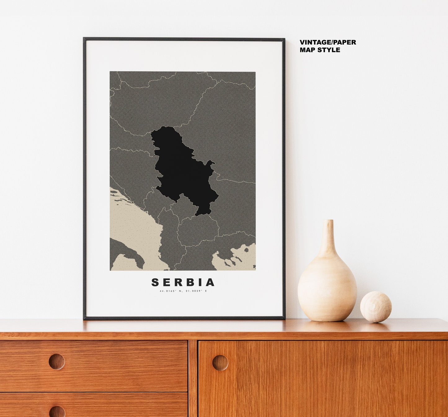 Serbia Map Print - Personalised Map Gift - Framed or Canvas Options Available - Custom Text Options - Personalised Gift - Europe