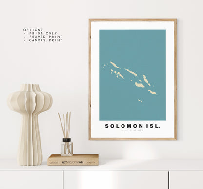 Soloman Islands Map Print - Personalised Map Gift - Framed or Canvas Options Available - Custom Text Options - Personalised Gift - Oceania