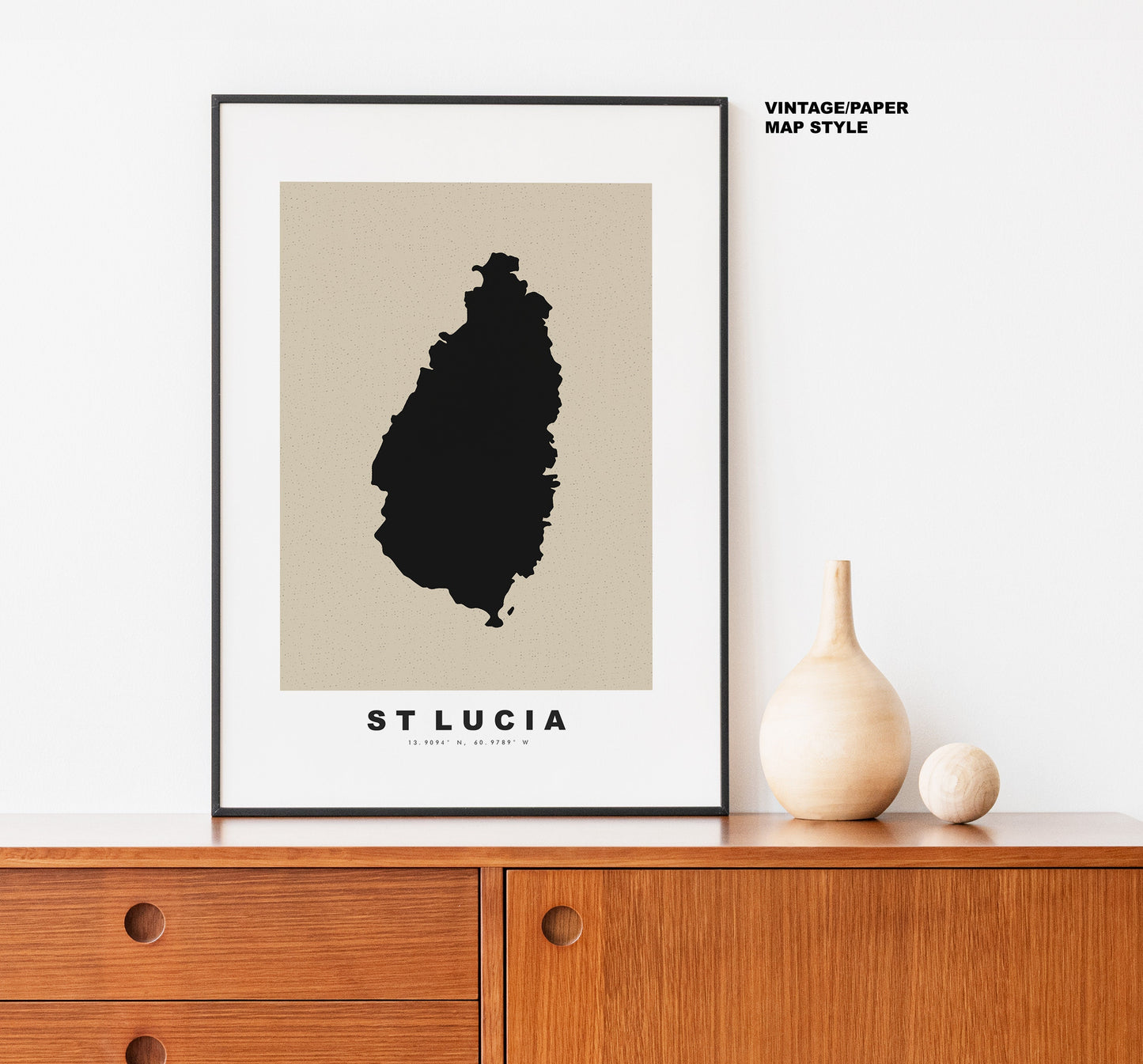 Saint Lucia Map Print - Personalised Map Gift - Framed or Canvas Options Available - Custom Text Options - Personalised Gift - Caribbean