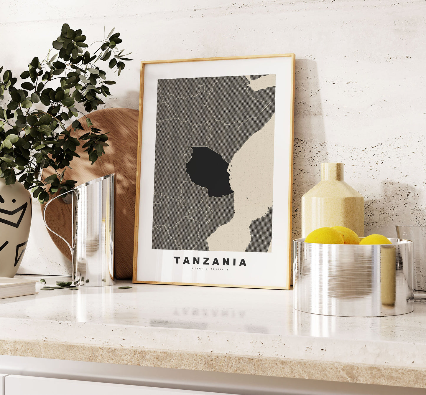 Tanzania Map Print - Personalised Map Gift - Framed or Canvas Options Available - Custom Text Options - Personalised Gift - Africa