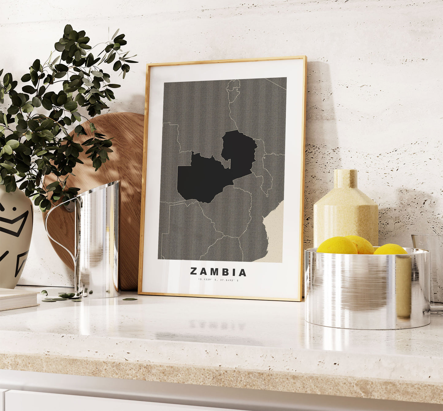 Zambia Map Print - Personalised Map Gift - Framed or Canvas Options Available - Custom Text Options - Personalised Gift - Africa