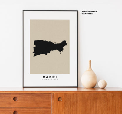 Capri Map Print - Personalised Map Gift - Framed or Canvas Options Available - Custom Text Options - Personalised Gift - Italy & Islands