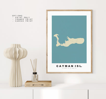 Cayman Islands Map Print - Personalised Map Gift - Framed or Canvas Options Available - Custom Text Options - Personalised Gift - Carribean