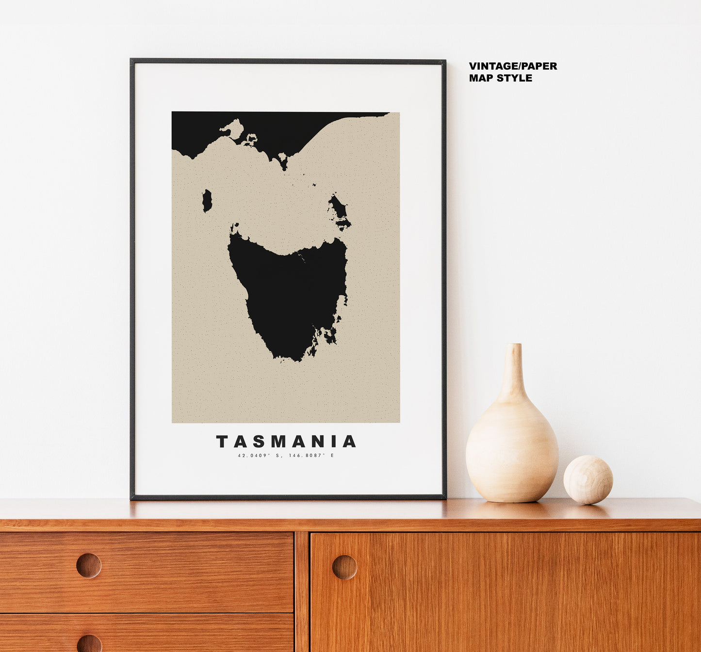 Tasmania Map Print - Personalised Map Gift - Framed or Canvas Options Available - Custom Text Options - Personalised Gift - Oceania