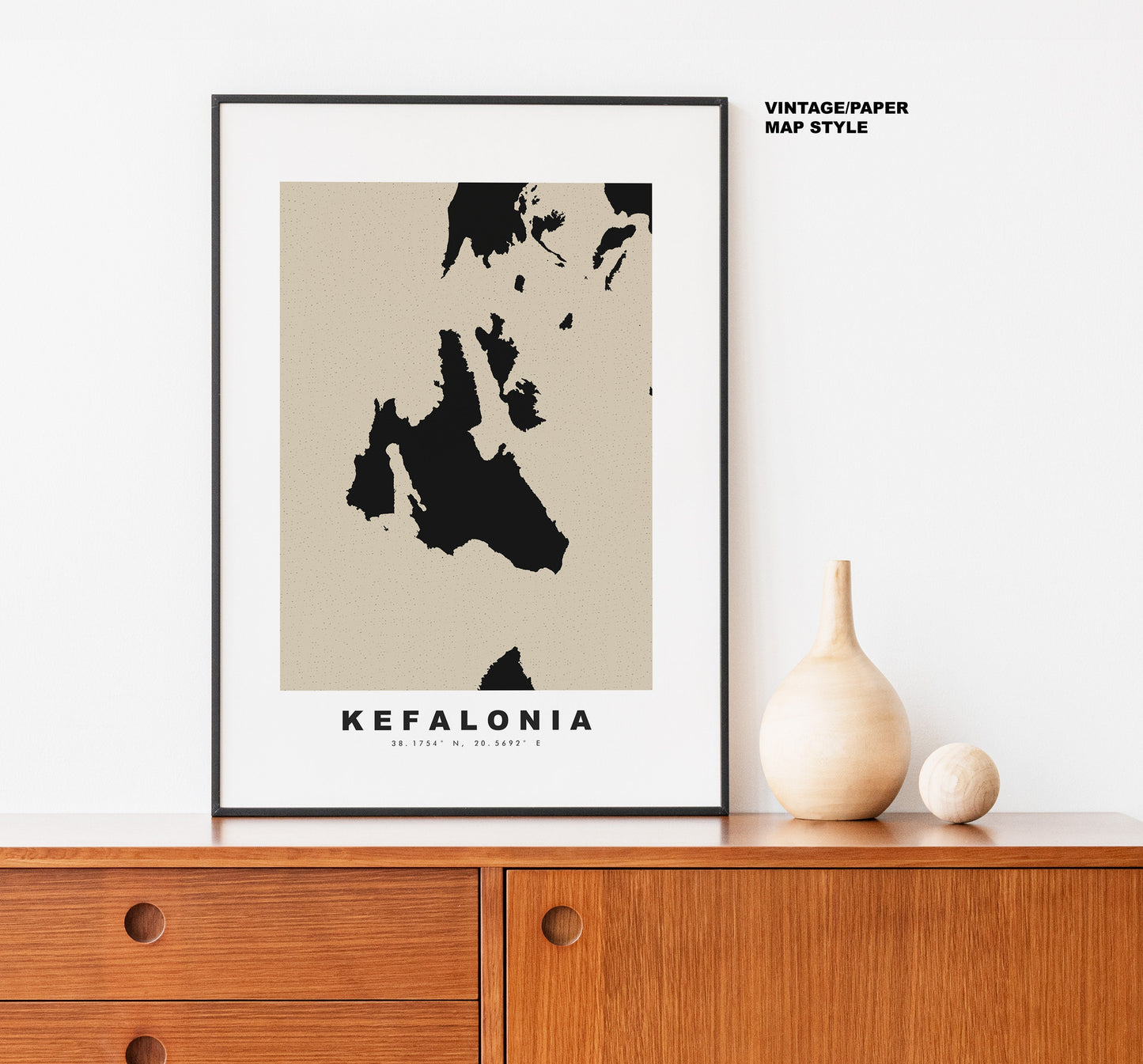 Kefalonia Map Print - Personalised Map Gift - Framed or Canvas Options Available - Custom Text Options - Personalised Gift - Greece & Islands