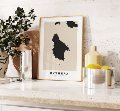 Cythera Map Print - Personalised Map Gift - Framed or Canvas Options Available - Custom Text Options - Personalised Gift - Greece & Islands