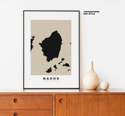 Naxos Map Print - Personalised Map Gift - Framed or Canvas Options Available - Custom Text Options - Personalised Gift - Greece & Islands