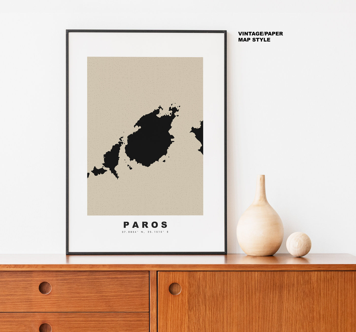 Paros Map Print - Personalised Map Gift - Framed or Canvas Options Available - Custom Text Options - Personalised Gift - Greece & Islands