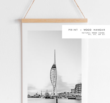 Spinnaker Tower - Photography Print - Portsmouth and Southsea Prints - Wall Art -  Frame and Canvas Options - Portrait - BW