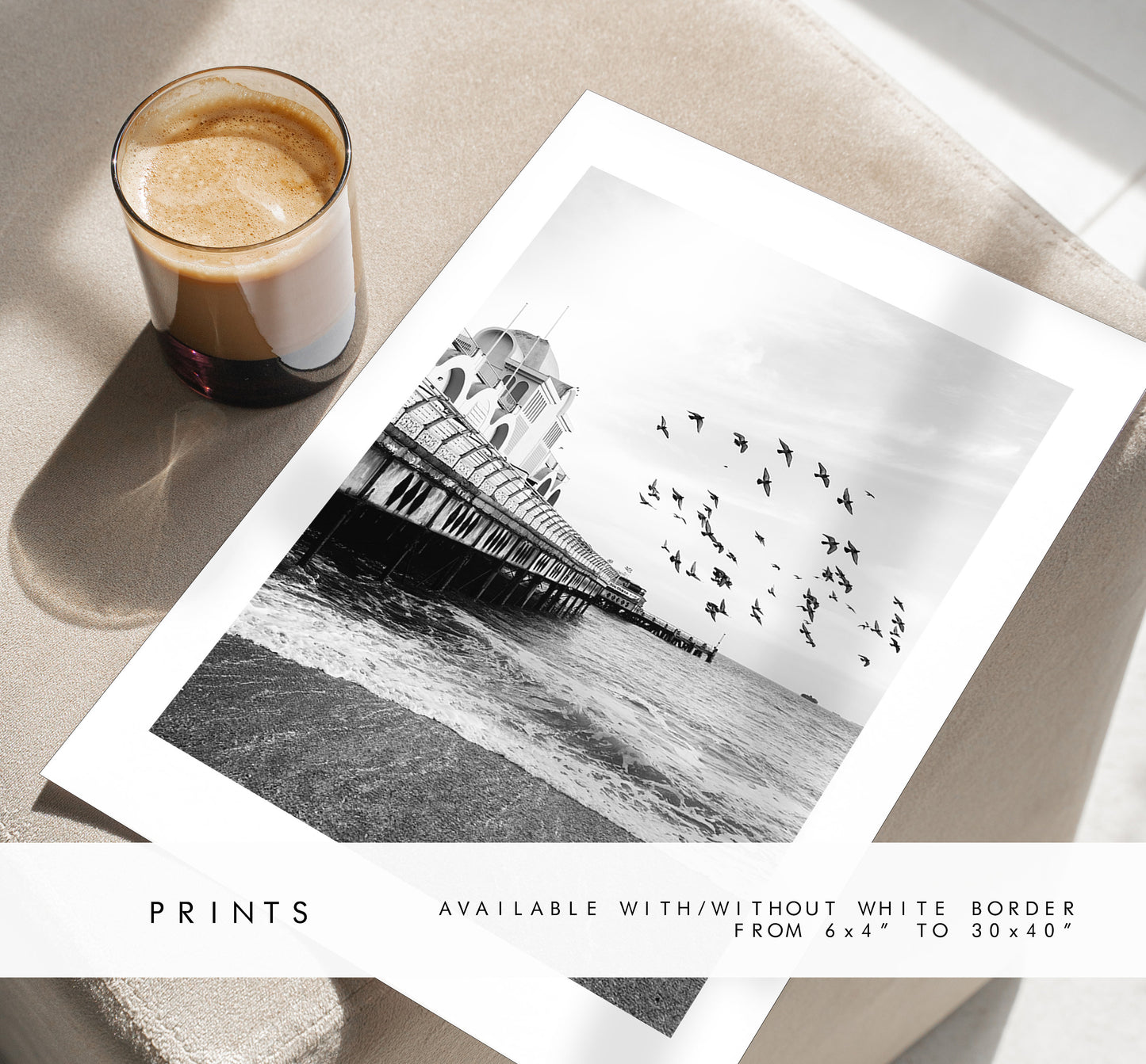 South Parade Pier - Photography Print - Portsmouth and Southsea Prints - Wall Art -  Frame and Canvas Options - Portrait - BW