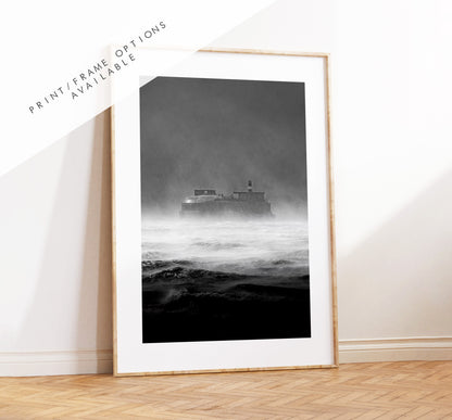 Spitbank Fort - Photography Print - Portsmouth and Southsea Prints - Wall Art -  Frame and Canvas Options - Portrait - BW