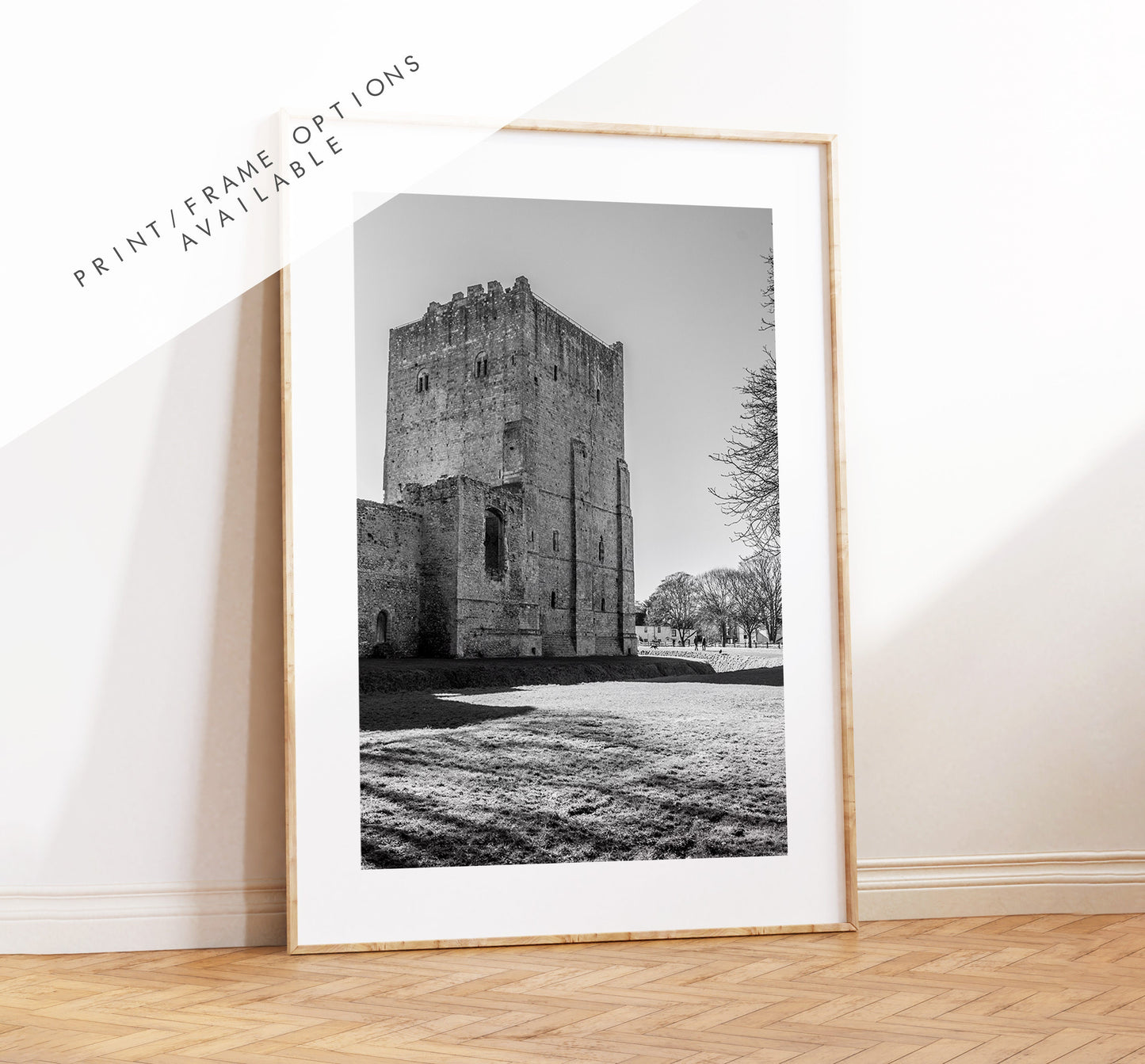 Portchester Castle - Photography Print - Portsmouth and Southsea Prints - Wall Art -  Frame and Canvas Options - Portrait - BW