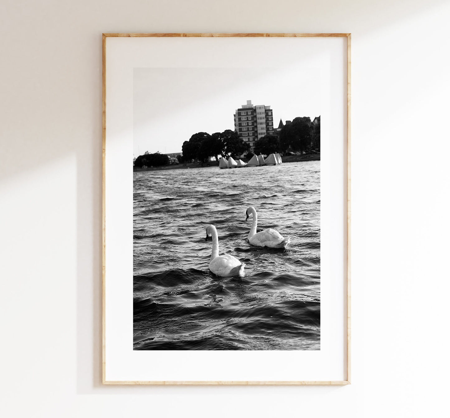 Canoe Lake Print - Photography Print - Portsmouth and Southsea Prints - Wall Art -  Frame and Canvas Options - Portrait - BW