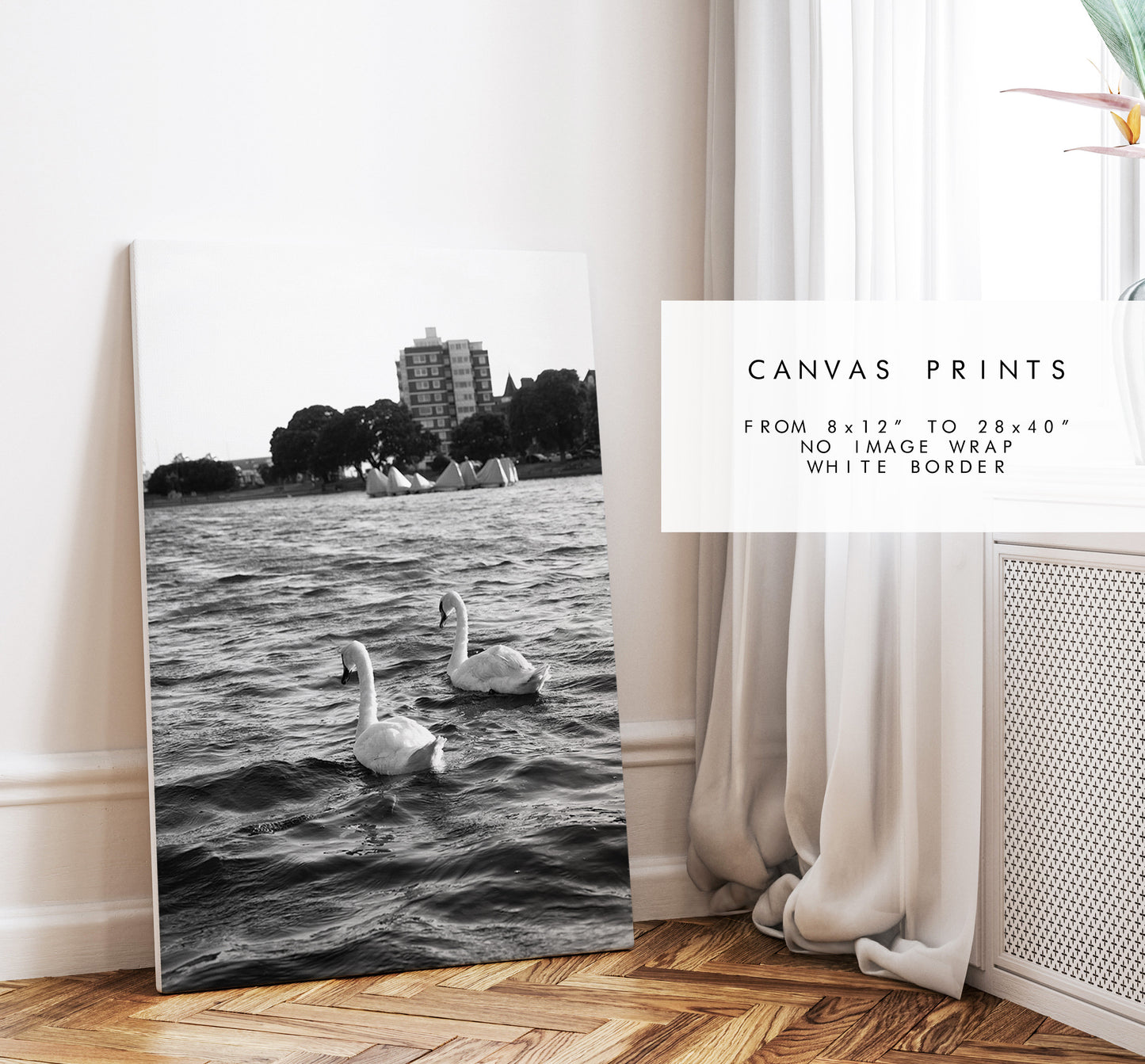 Canoe Lake Print - Photography Print - Portsmouth and Southsea Prints - Wall Art -  Frame and Canvas Options - Portrait - BW