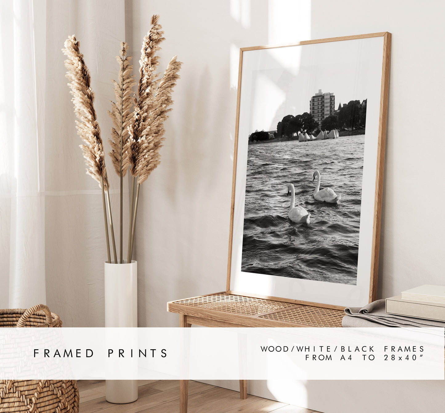 Canoe Lake Print - Photography Print - Portsmouth and Southsea Prints - Wall Art -  Frame and Canvas Options - Portrait - BW