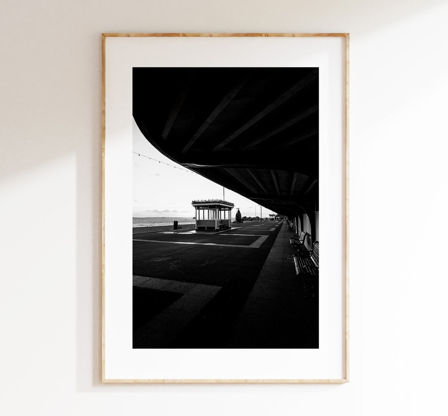 Southsea Shelters - Photography Print - Portsmouth and Southsea Prints - Wall Art -  Frame and Canvas Options - Portrait - BW