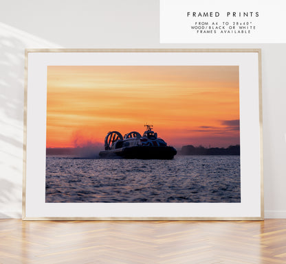 Hovercraft Sunset - Photography Print - Portsmouth and Southsea Prints - Wall Art -  Frame and Canvas Options - Landscape