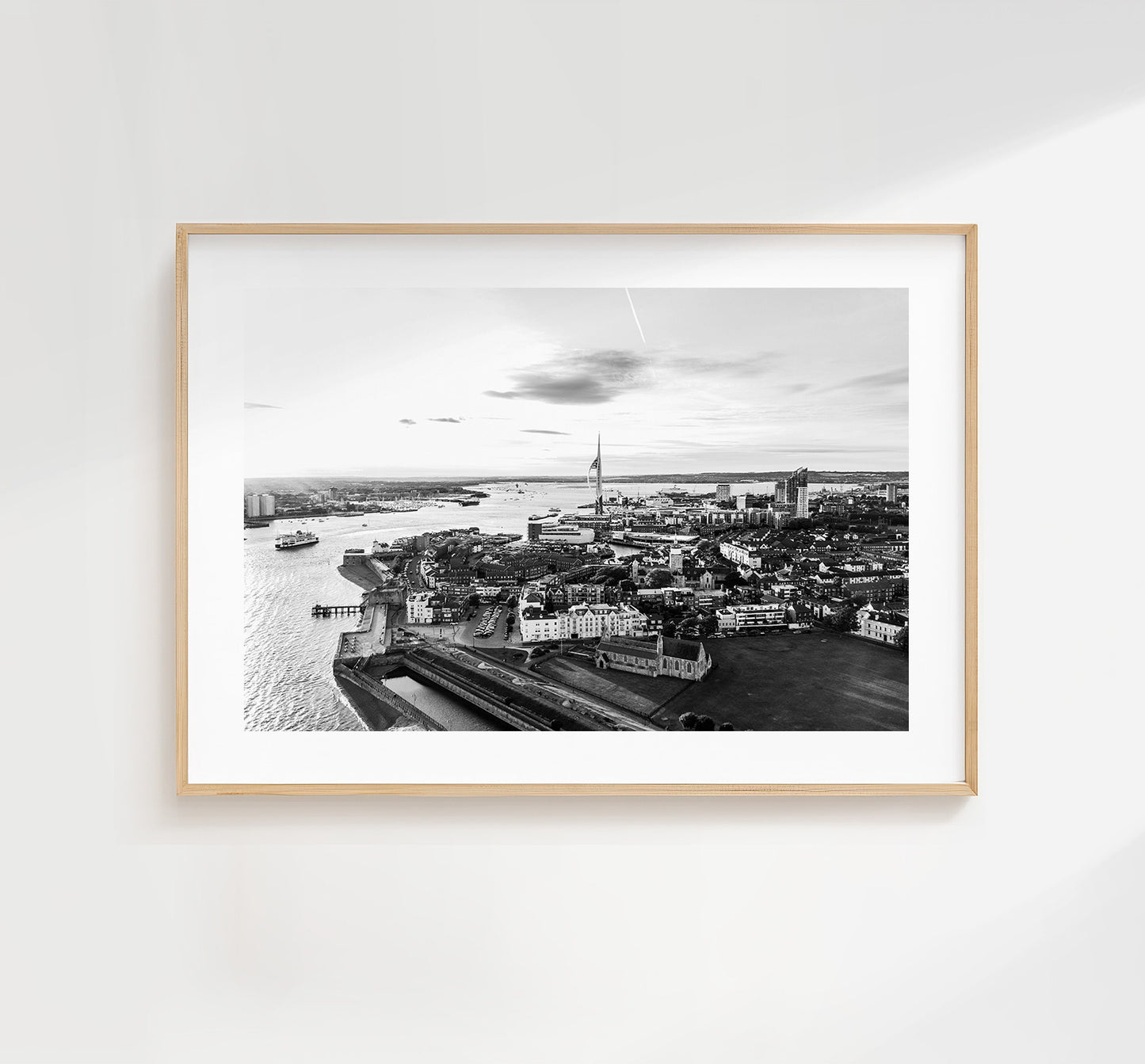 Portsmouth Skyline - Photography Print - Portsmouth and Southsea Prints - Wall Art -  Frame and Canvas Options - Landscape - Aerial - BW