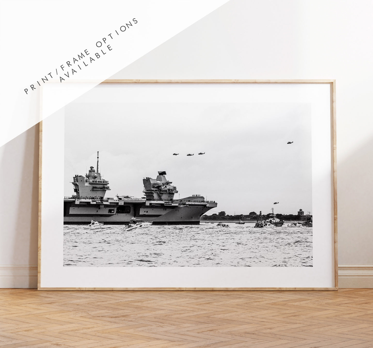 HMS Queen Elizabeth - Photography Print - Portsmouth and Southsea Prints - Wall Art -  Frame and Canvas Options - Landscape - BW