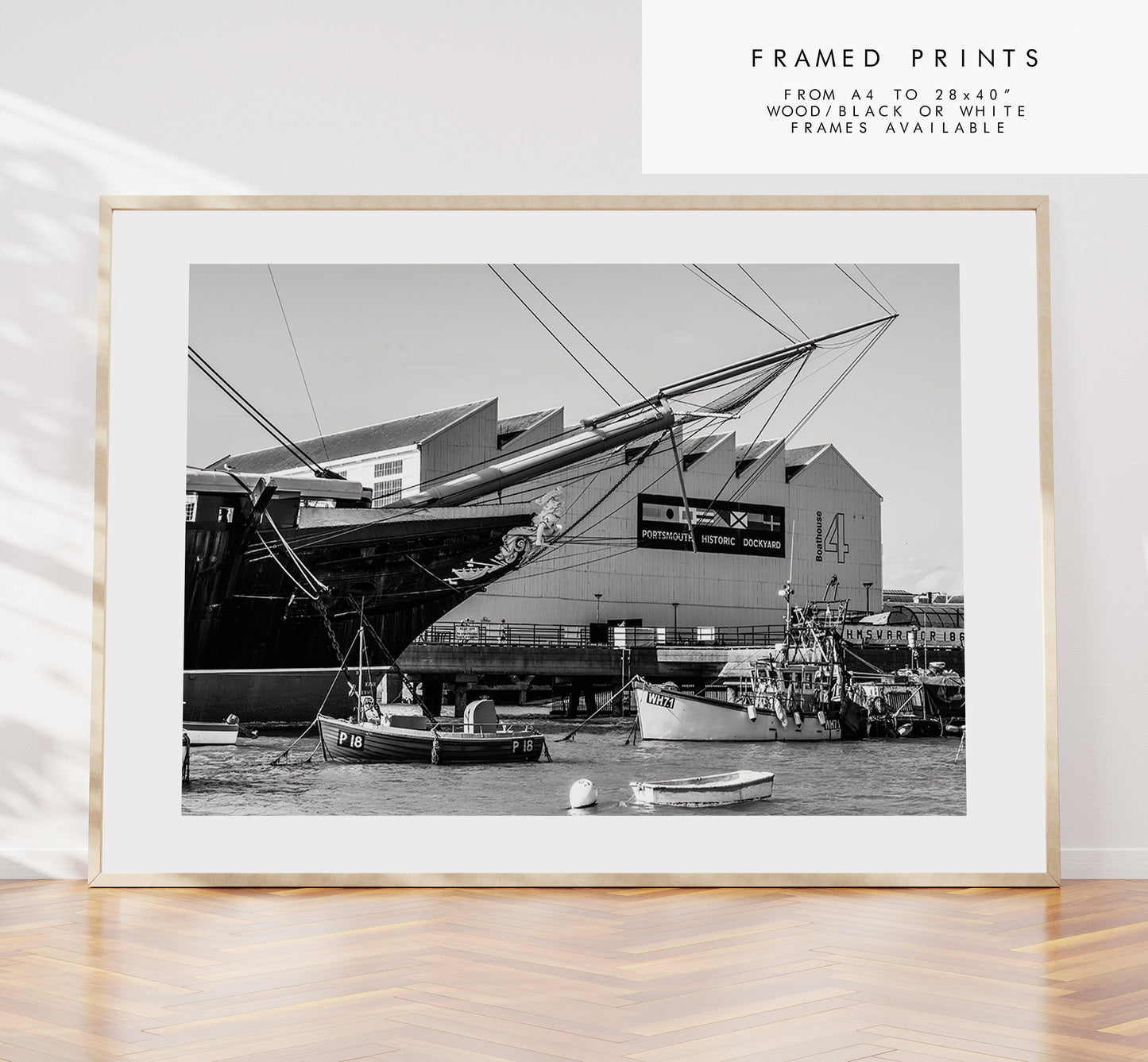 Portsmouth Harbour - Photography Print - Portsmouth and Southsea Prints - Wall Art -  Frame and Canvas Options - Landscape - BW