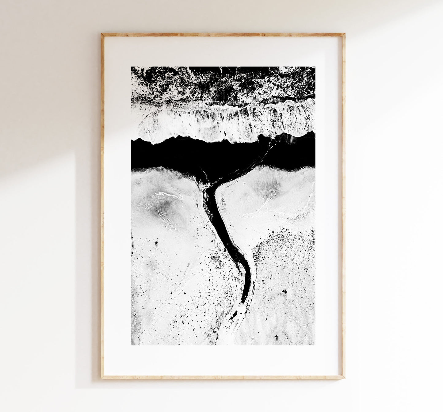 Black Beach - Iceland Photography Print - Iceland Wall Art - Iceland Poster - Aerial Photography - Black and White Photography - Minimalist