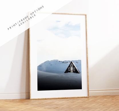 Scandinavian Print - Iceland Photography Print - Iceland Wall Art - Iceland Poster - House in the Snow - Snaefellsnes - Northern Iceland