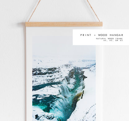 Gullfoss Waterfall - Iceland Photography Print - Iceland Wall Art - Iceland Poster - Frozen Landscape - Iceland Waterfalls - Landscape