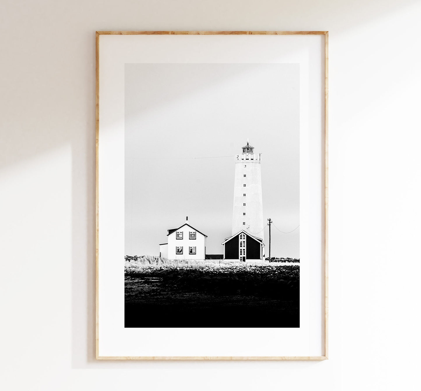 Reykjavik Lighthouse - Iceland Photography Print - Iceland Wall Art - Iceland Poster - Black and White Photography - Lighthouse Print - Gift