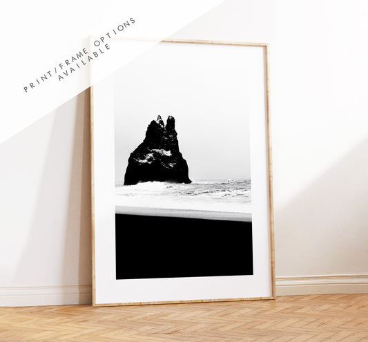 Reynisfjara - Iceland Photography Print - Iceland Wall Art - Iceland Poster - Black and White Photography - Black Sand Beach - Iceland Beach