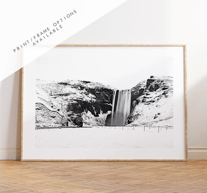 Skogafoss Waterfall - Iceland Photography Print - Iceland Wall Art - Iceland Poster - Black and White Photography - Landscape - Waterfalls