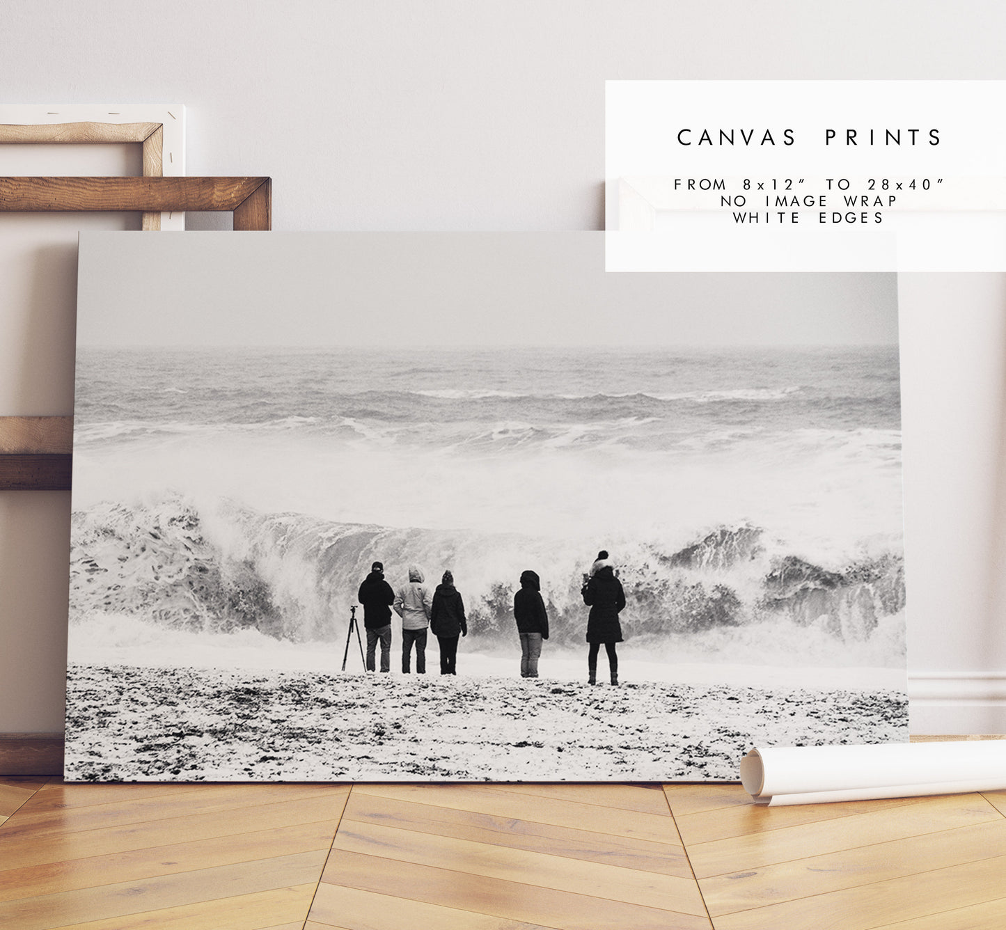 Stormy Seas - Iceland Photography Print - Iceland Wall Art - Iceland Poster - Black and White Photography - Landscape - People - Seascape