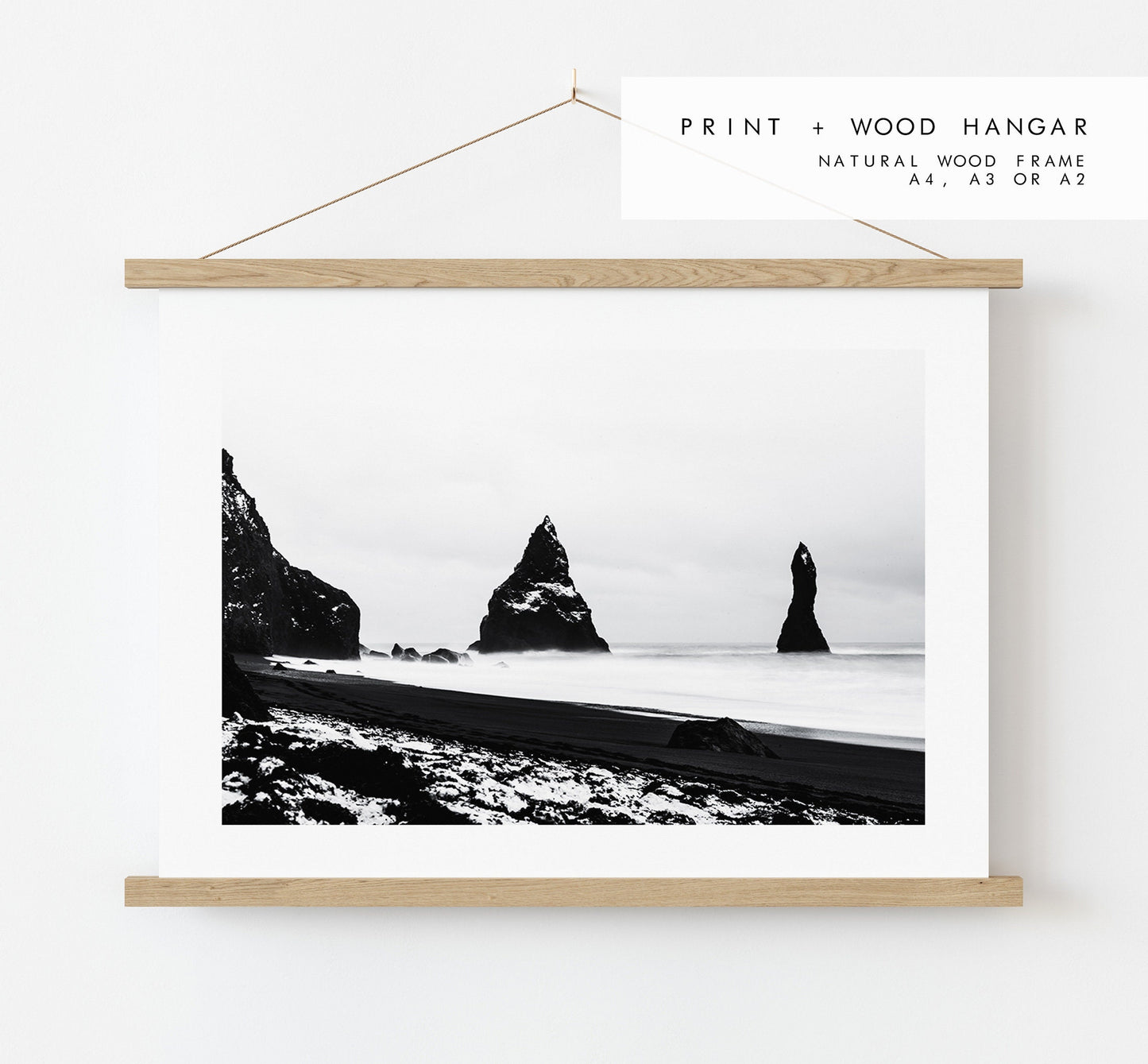 Reynisfjara Beach - Iceland Photography Print - Iceland Wall Art - Iceland Poster - Black and White Photography - Landscape Beach Print