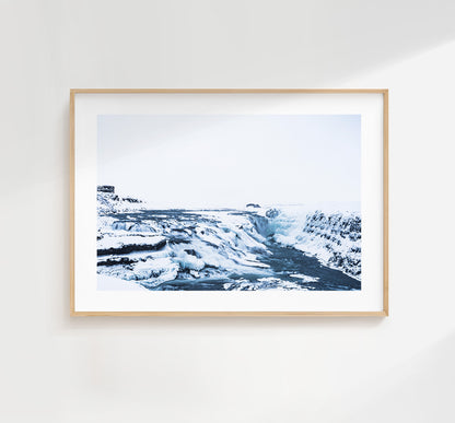 Gullfoss Print - Iceland Photography Print - Iceland Wall Art - Iceland Poster - Landscape - Golden Circle - Frozen Landscape - Winter Print