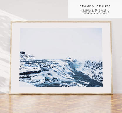 Gullfoss Print - Iceland Photography Print - Iceland Wall Art - Iceland Poster - Landscape - Golden Circle - Frozen Landscape - Winter Print