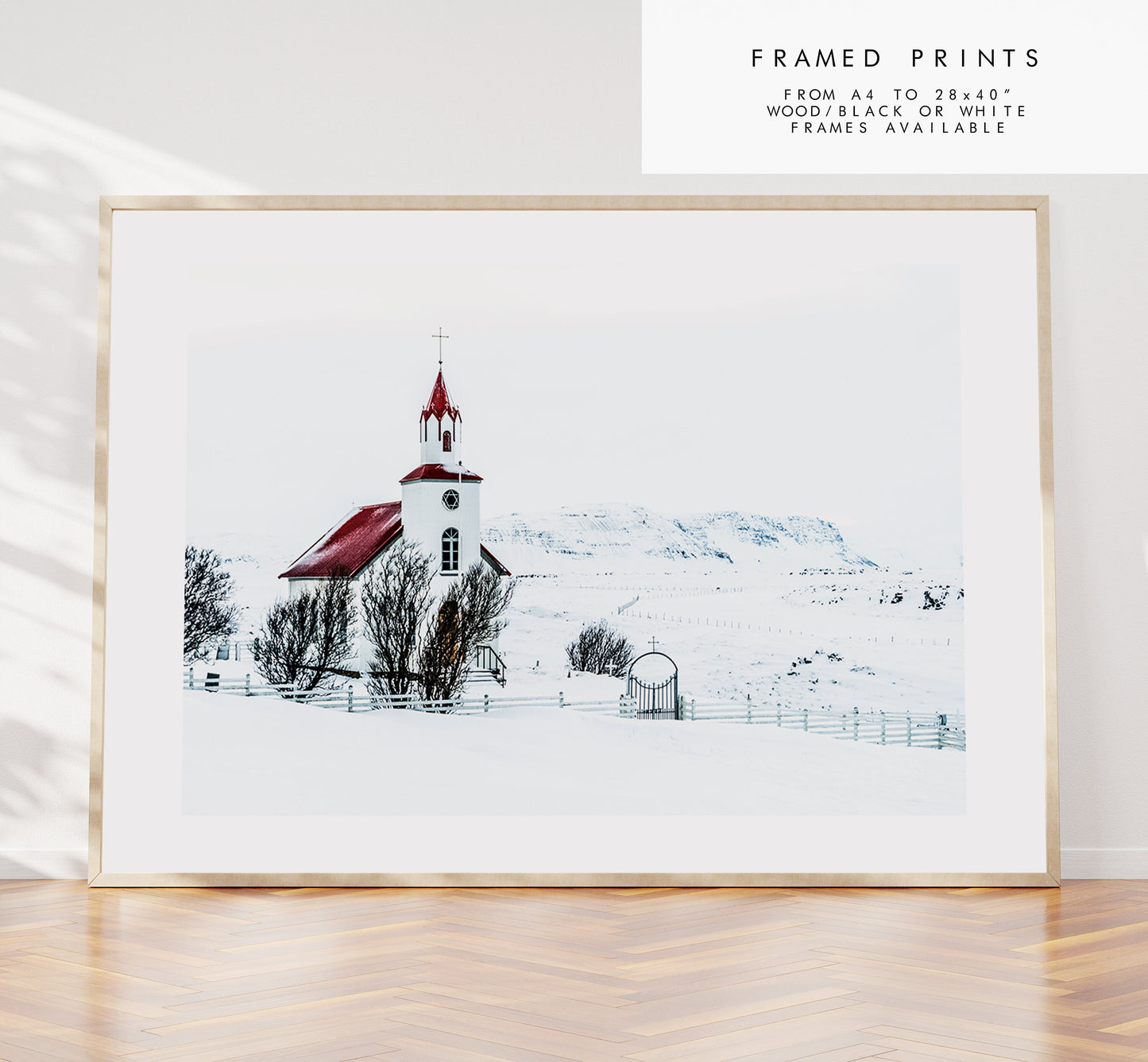 Icelandic Church - Iceland Photography Print - Iceland Wall Art - Iceland Poster - Landscape - Iceland Print - Contemporary - Winter - Snow