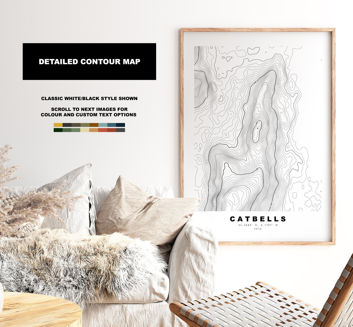 Catbells Print - Contour Map -  Catbells Lake District Map - Lake District - Topographic Map - Print - Poster - Wall Art - Map - Topography