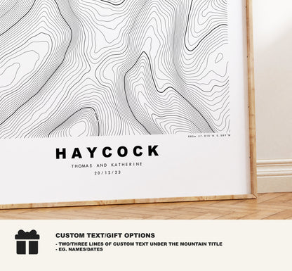 Haycock Print - Contour Map -  Haycock Lake District Map - Lake District - Topographic Map - Print - Poster - Wall Art - Topography