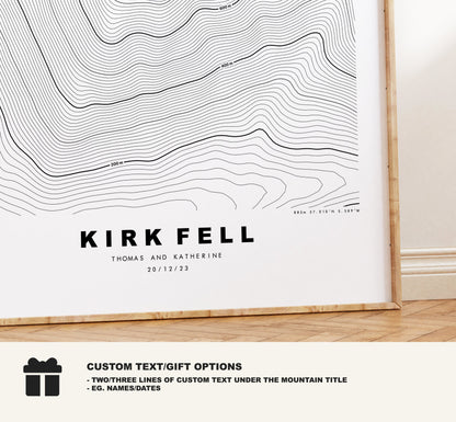 Kirk Fell Print - Contour Map -  Kirk Fell Lake District Map - Lake District - Topographic Map - Print - Poster - Wall Art - Topography