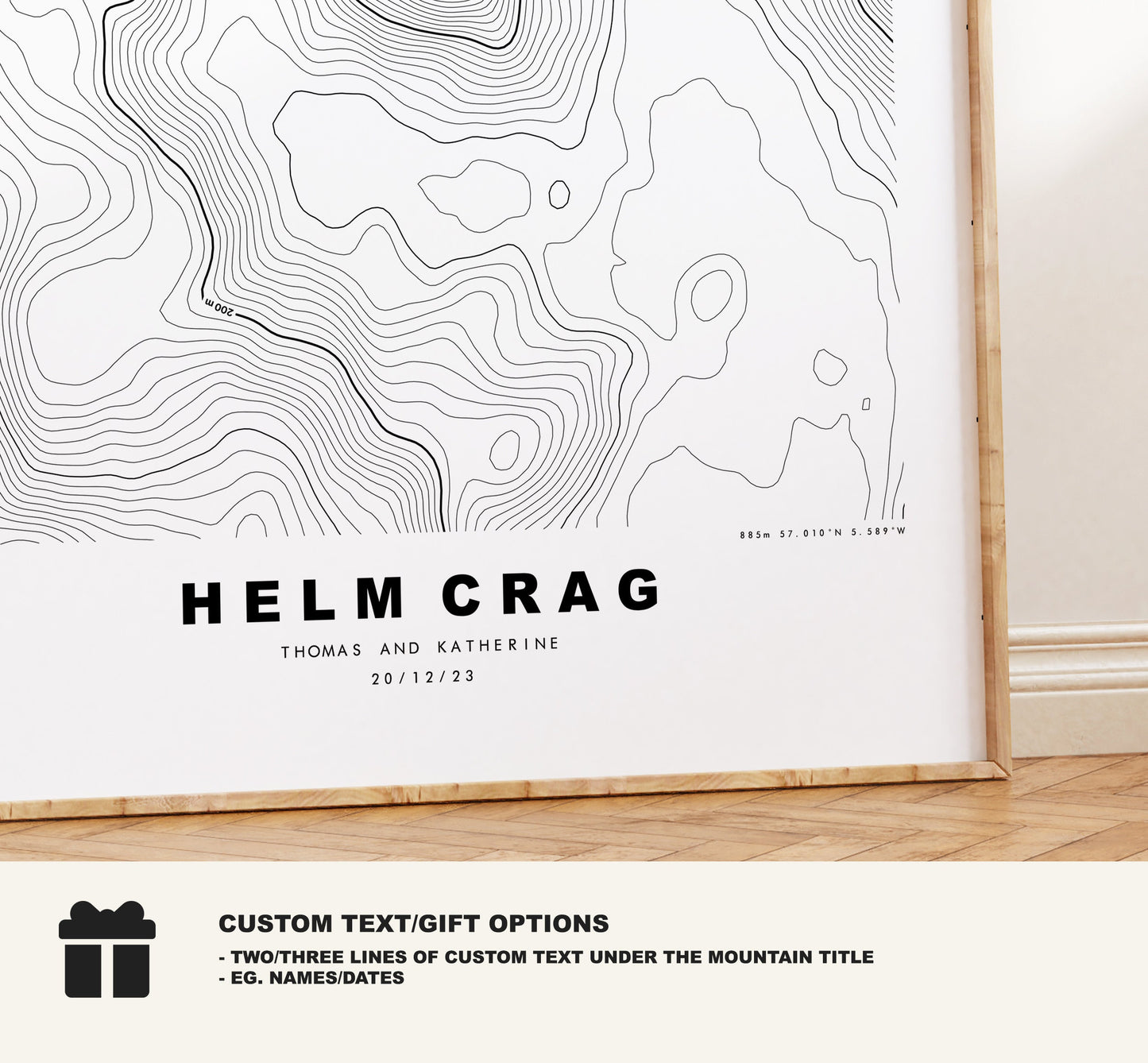 Helm Crag Print - Contour Map -  Lion and the Lamb Lake District Map - Lake District - Topographic Map - Print - Poster - Wall Art