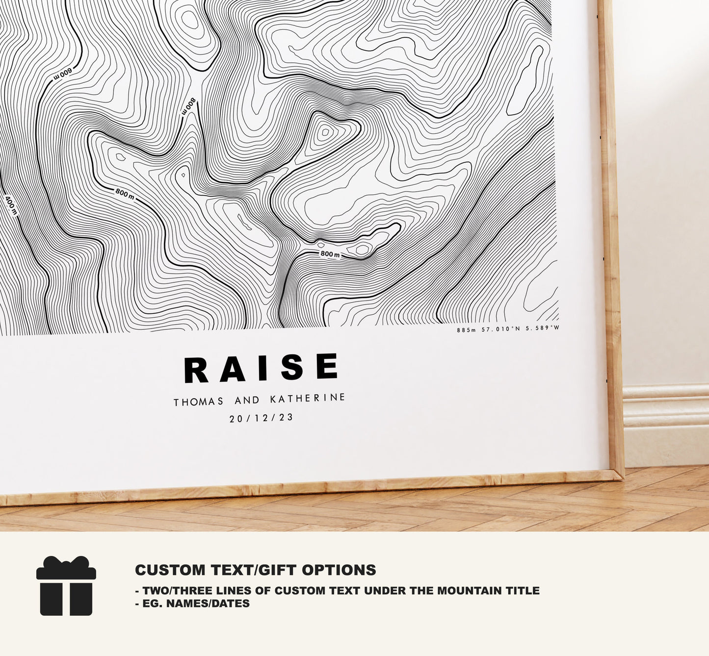 Raise Print - Contour Map -  Raise Lake District Map - Lake District - Topographic Map - Print - Poster - Wall Art - Topography