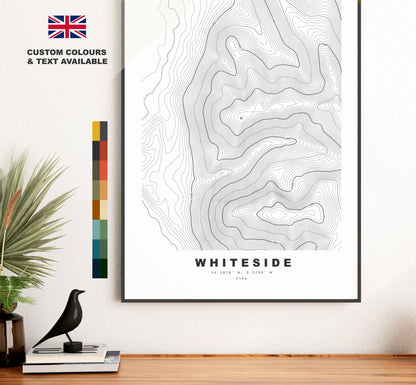 Whiteside Print - Contour Map -  Whiteside Lake District Map - Lake District - Topographic Map - Print - Poster - Wall Art - Topography