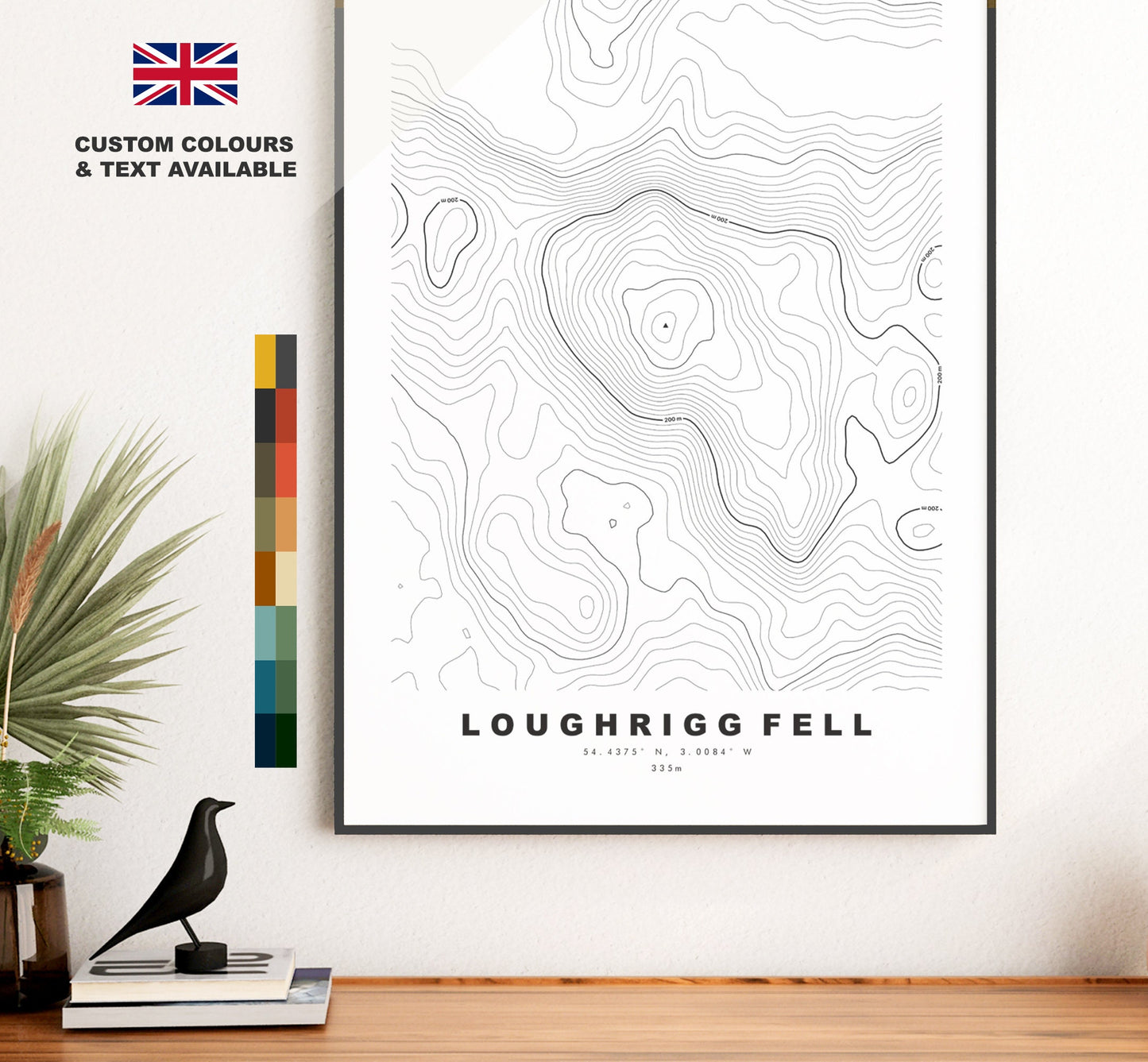 Loughrigg Fell Print - Contour Map -  Ambleside Lake District Map - Lake District - Topographic Map - Print - Poster - Wall Art - Topography