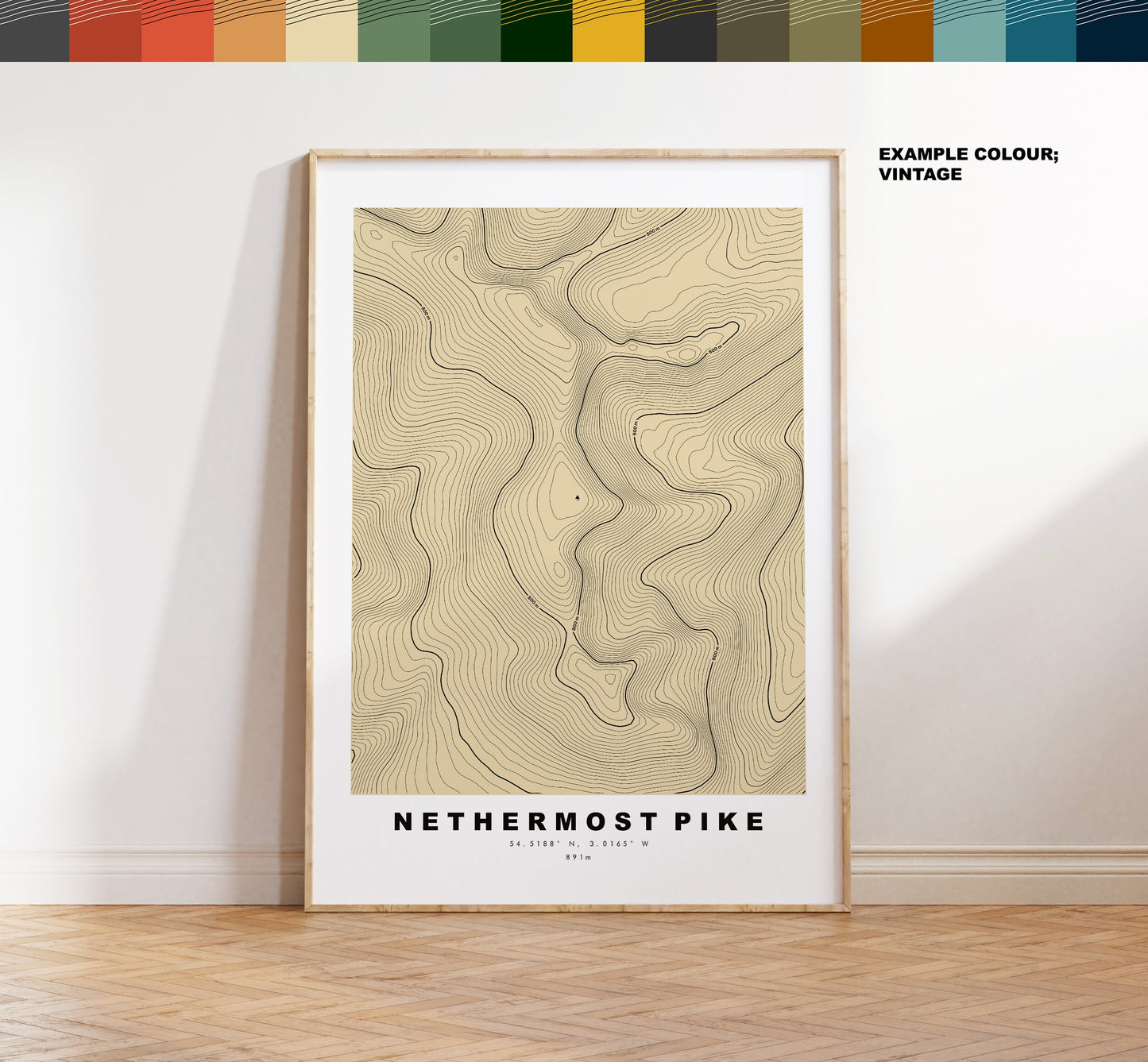 Nethermost Pike Print - Contour Map -  Nethermost Pike Lake District Map - Lake District - Topographic Map - Print - Poster - Wall Art