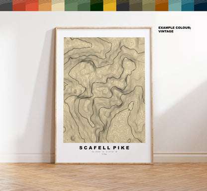 Scafell Pike Print - Contour Map - Scafell Pike Poster - Lake District - Topographic Map - Print - Wall Art - Scafell Pike Map - Topography