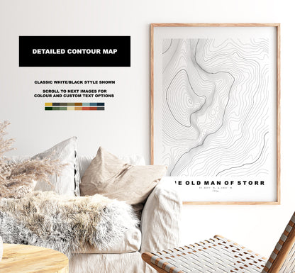 Old Man of Storr Print - Contour Map - The Storr Poster - Scotland - Topographic Map - Print - Wall Art - Map - Isle of Skye